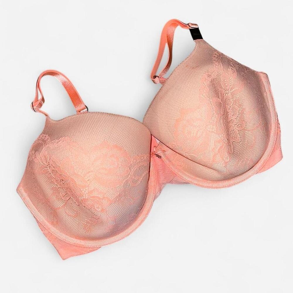 Victoria’s Secret Nude Peach Mesh Lace Overlay Lined Demi Bra NWT - Size 36DDD